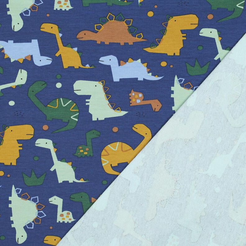 Sommersweat Dino's | Poppy Fabrics – indigo/lichtblauw,  image number 4