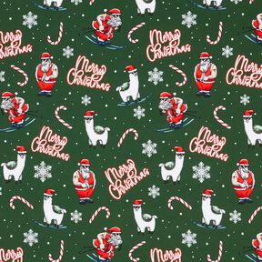 French Terry sommersweat Kerstman en lama | Glitzerpüppi – dennengroen/chili,  French Terry sommersweat Kerstman en lama | Glitzerpüppi – dennengroen/chili,