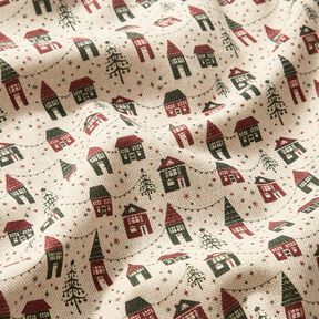 Decostof Half panama Winterdorp – natuur/donkergrenen, 