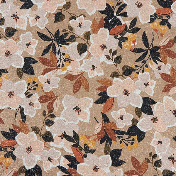 Fijngebreide bloemen met glitteraccenten – donkerbeige, image number 1
