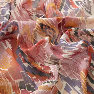Crêpe chiffon glanzende strepen abstract – ecru, 