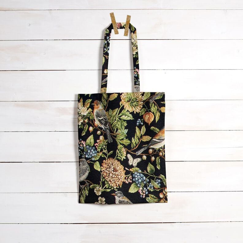 Decostof Gobelin Bloemen en vogels – zwart/groen,  image number 6