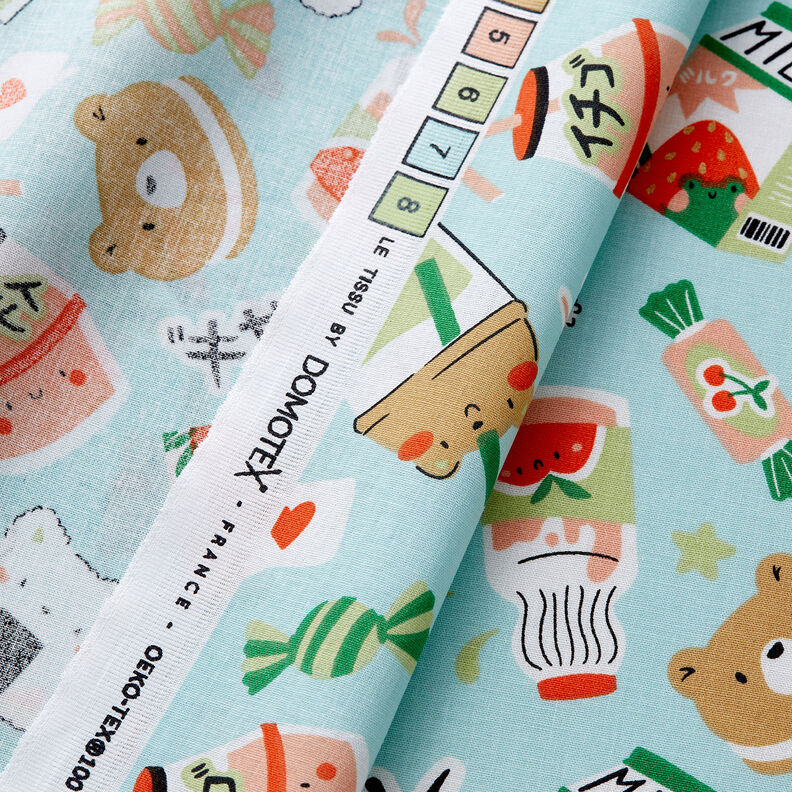 Katoenpopeline Manga snacks – eucalyptus,  image number 3