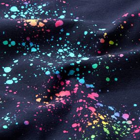 Katoenjersey kleurrijke verfspatten | Glitzerpüppi – marineblauw/kleurenmix, 