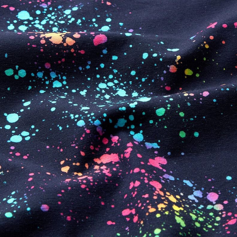 Katoenjersey kleurrijke verfspatten | Glitzerpüppi – marineblauw/kleurenmix,  image number 1