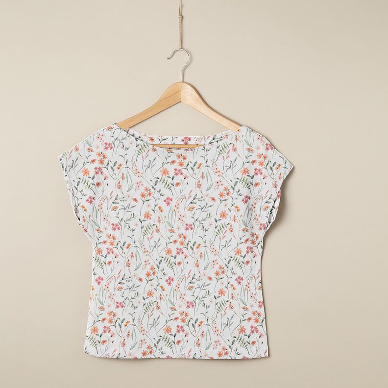 GOTS Katoenjersey wilde bloemenweide Digitaal printen – ivoor, image number 5