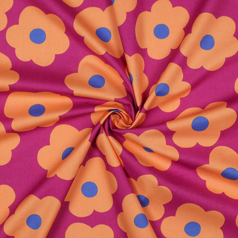 Katoenpopeline Big Flower | Nerida Hansen – roodlila/perzik,  image number 3