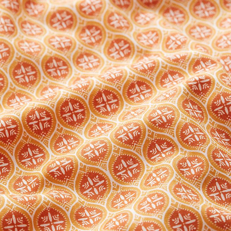 Katoen cretonne Tegel ornamenten – oranje,  image number 2