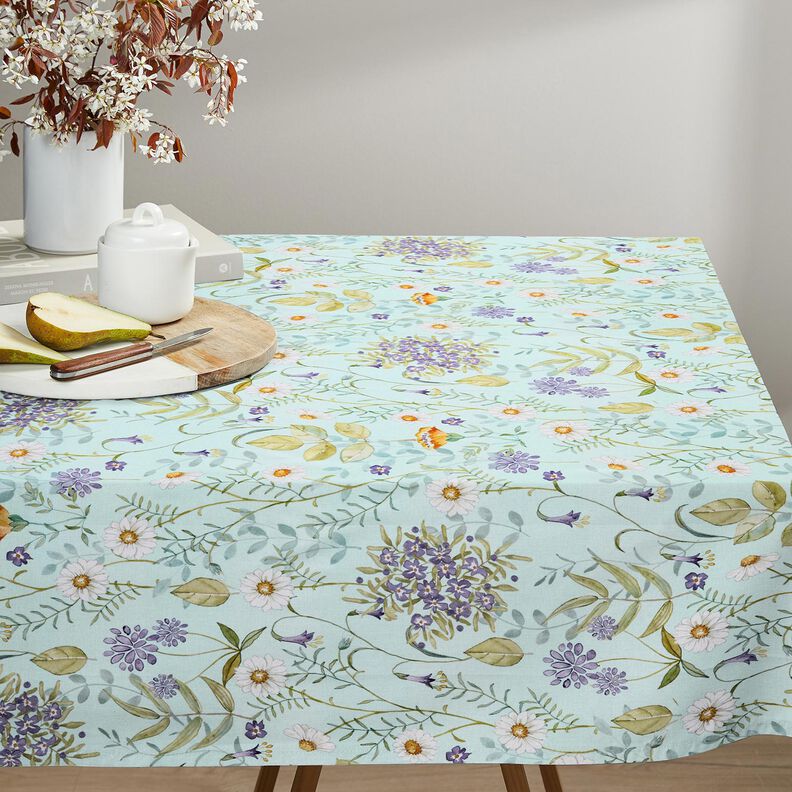 Katoenen stof Popeline Wilde bloemen – licht mint/lavendel,  image number 7