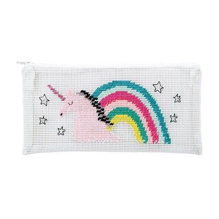 Borduurverpakking eenhoorn etui 10x21 cm | Rico Design – wit/roze, 