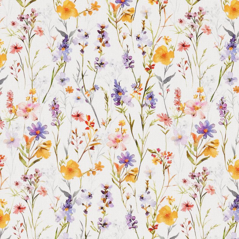 Decostof Katoenkeper Wilde bloemen – ivoor/lila, image number 1
