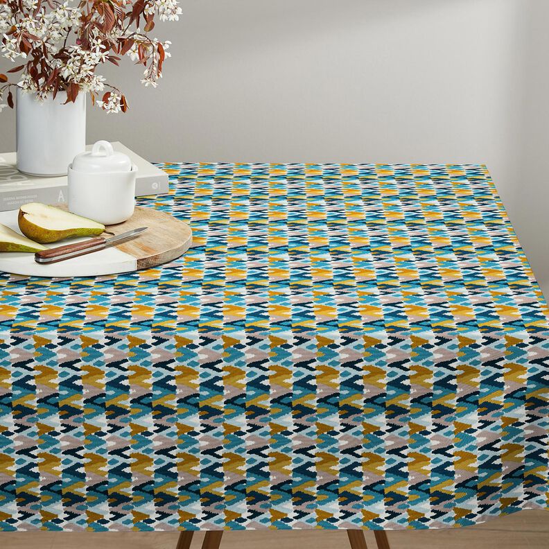 Katoenen stof Cretonne Etnische print – stralend blauw/mosterd,  image number 8
