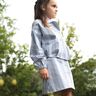 Denim Katoenmix Strepen| Poppy Fabrics – jeansblauw/ecru,  thumbnail number 7
