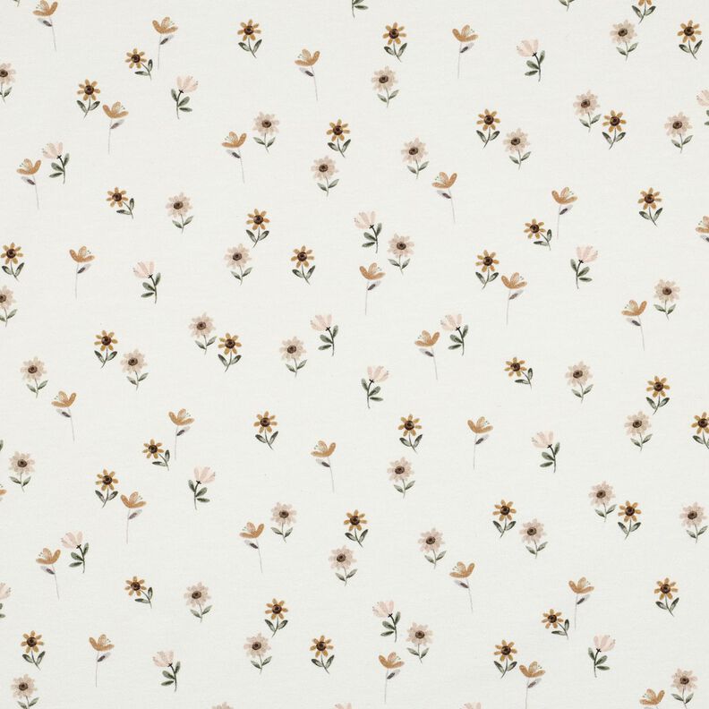 Katoenjersey Schattige bloemen Digitaal printen | Poppy Fabrics – ivoor/karamel,  image number 1