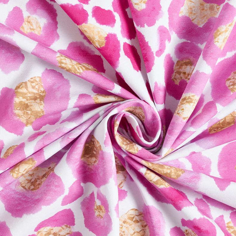 Katoenjersey Luipaard met gouden vlekken | Glitzerpüppi – wit/purper,  image number 3