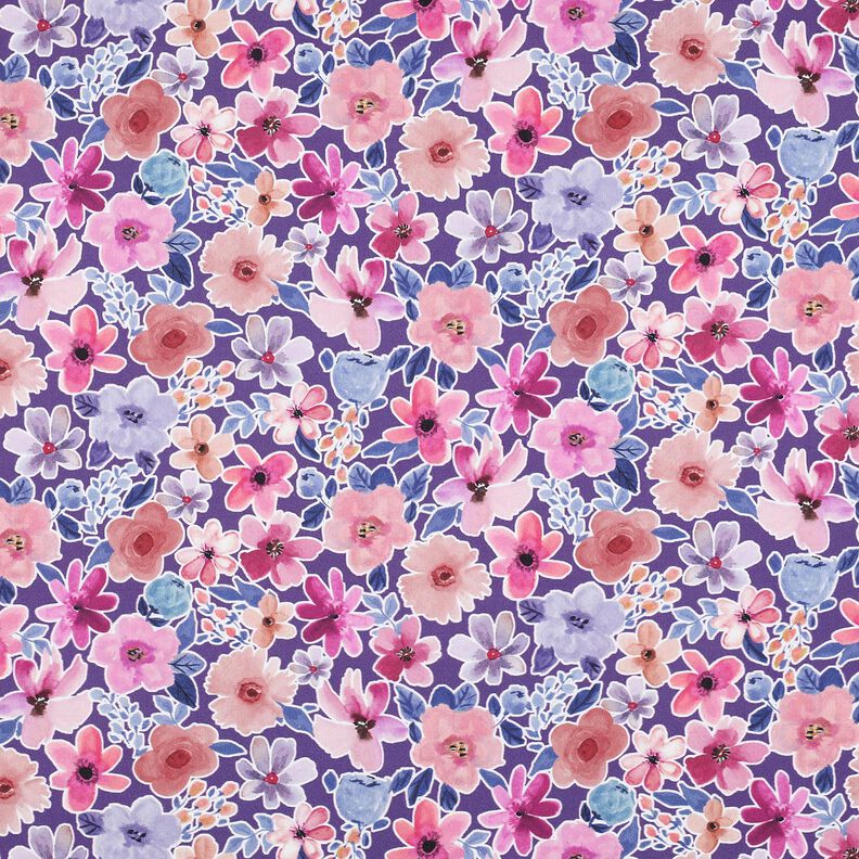 Katoenpopeline Bloemen | Poppy Fabrics – roodlila,  image number 1