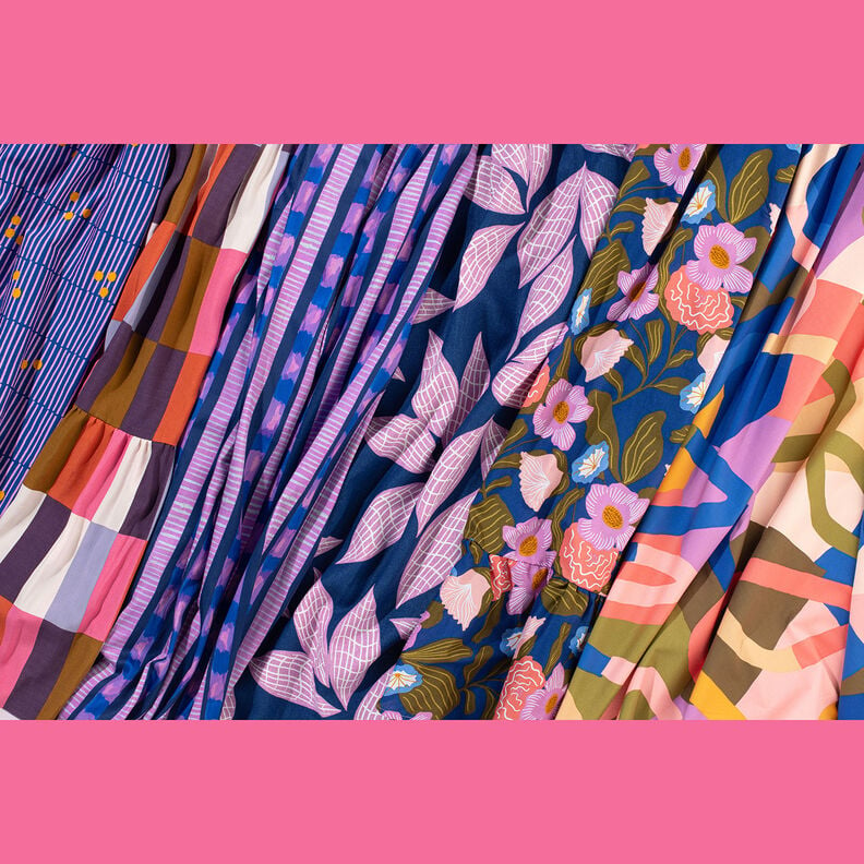 Katoensatijn strepen | Nerida Hansen – marineblauw/pink,  image number 7