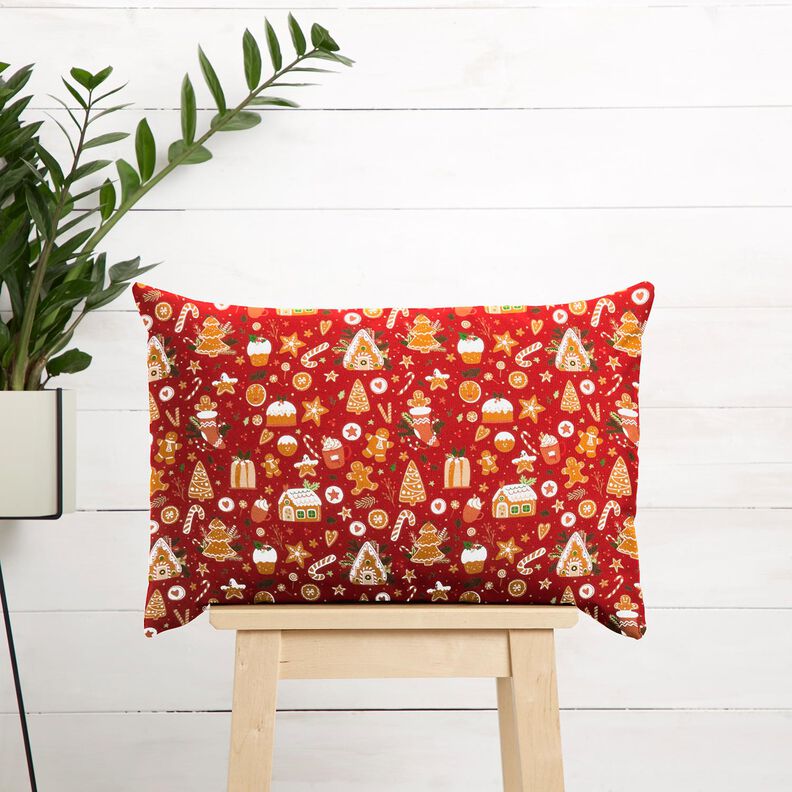 Katoenen stof Popeline Peperkoeken – karmijnrood/mosterd,  image number 6