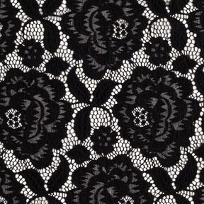 Elastisch kant Bloemen en bladeren – zwart, 