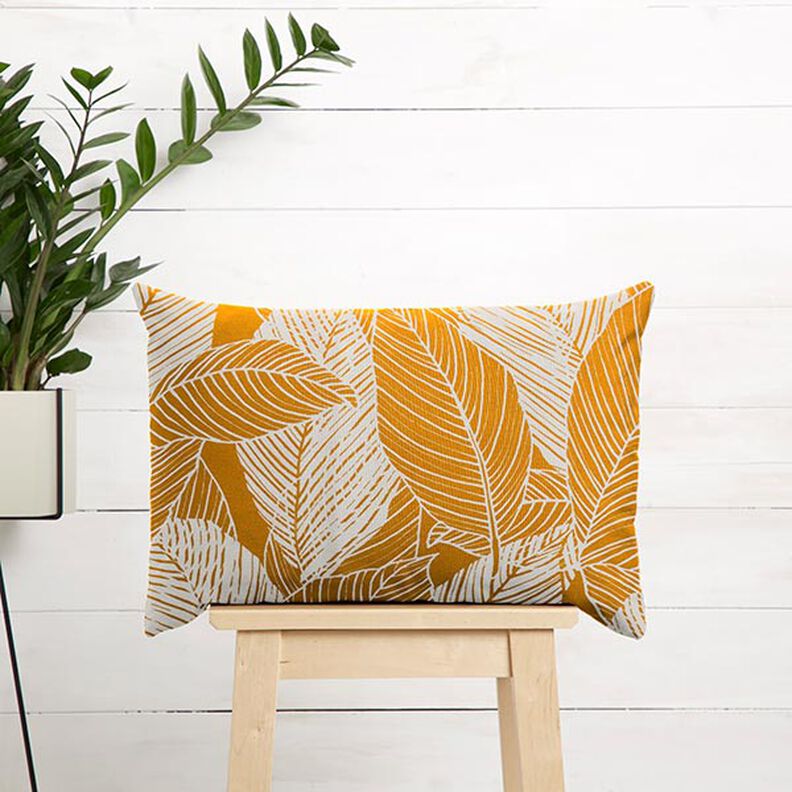 Decostof Canvas Grote bladeren – currygeel,  image number 8