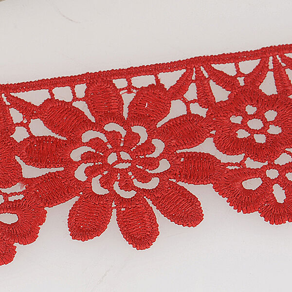 Gebloemde kanten band – rood, image number 1