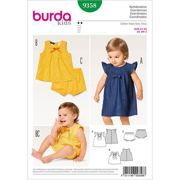 babyjurk / blouse / broekje, Burda 9358,  image number 1