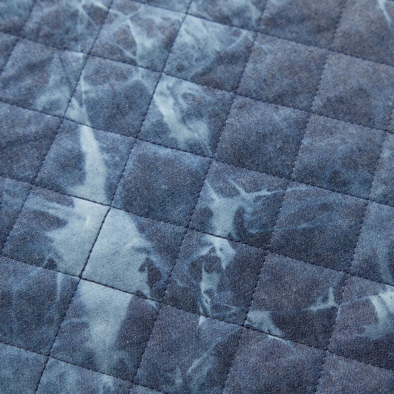 Doorgestikte stof chambray tie-dye – jeansblauw,  image number 7