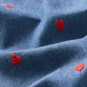 Chambray  – jeansblauw/vuurrood, 