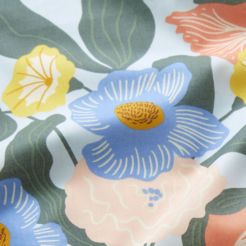 Katoenen voile weelderige bloemen | Nerida Hansen – babyblauw,  image number 2