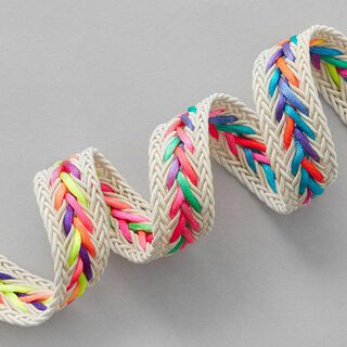 Decoband met visgraatmotief [ 20 mm ] – anemoon/neon pink, 