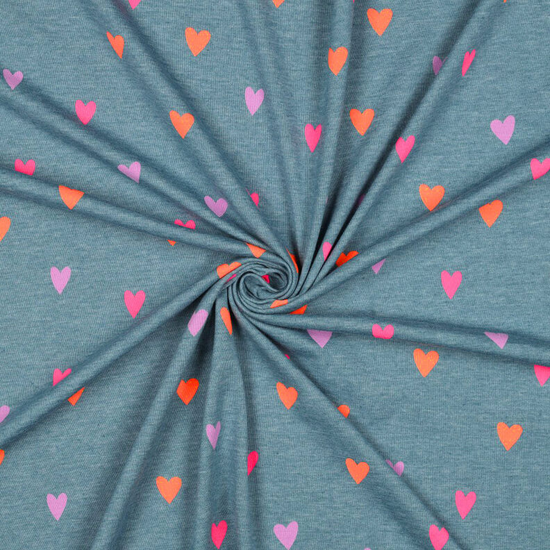Katoenjersey Neonharten | by Poppy – duifblauw/neon oranje,  image number 3