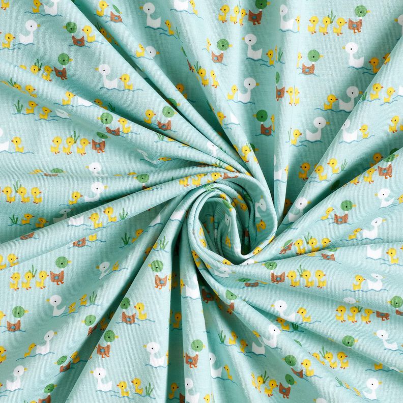 Katoenjersey Eendje met kuikens – lichtblauw,  image number 3