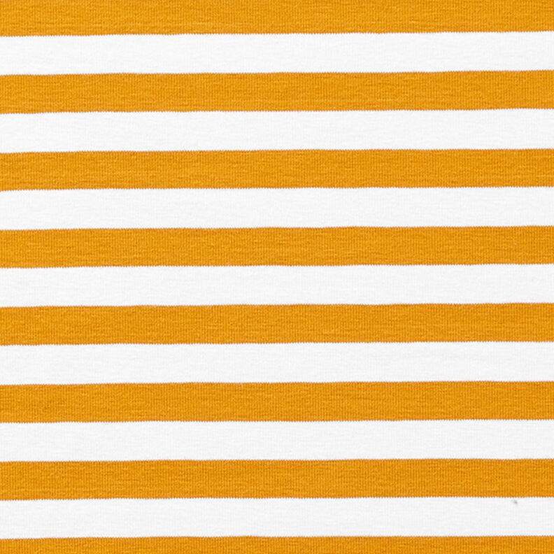 Katoenjersey brede strepen – mosterd/wit,  image number 1