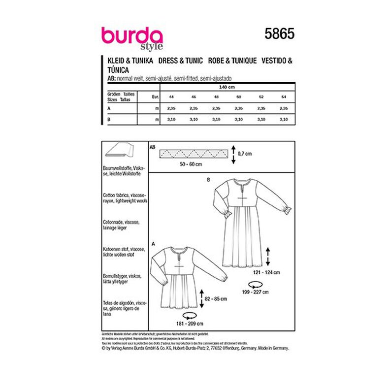 Plus-Size Jurk / Tunika | Burda 5865 | 44-54,  image number 9