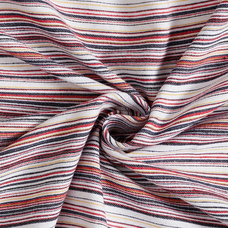 Grove linnen stof kleurrijke strepen – wit/marineblauw,  image number 3