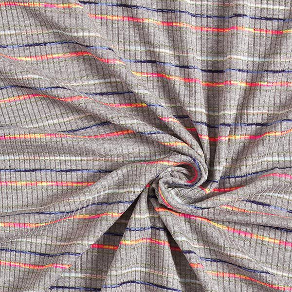 Fijne gebreide tricot neon-strepen – lichtgrijs, image number 3