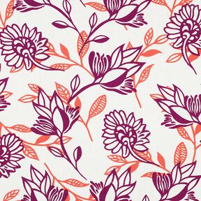 Viscose-linnen-mix Bloemen| Poppy Fabrics – ivoor/druif, 