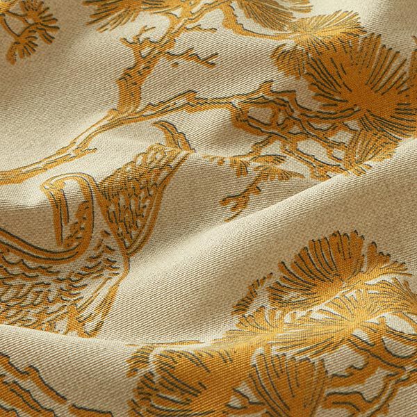 Decostof Canvas Chinese kraanvogel – beige/currygeel,  image number 2