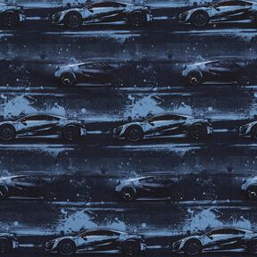 Katoenjersey Raceauto Digitaal printen – zwart blauw, 