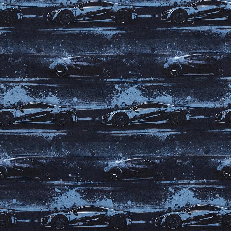 Katoenjersey Raceauto Digitaal printen – zwart blauw,  image number 1