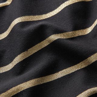 Katoenen stretch glitterstrepen – zwart/goud, 