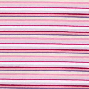 Katoenjersey Ringletstrepen – lila/pink, 