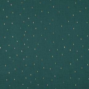 Mousseline/dubbel gehaakte stoffen Rechthoek Foliedruk | Poppy Fabrics – blauwe spar/goud metallic, 