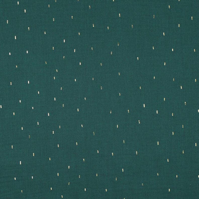 Mousseline/dubbel gehaakte stoffen Rechthoek Foliedruk | Poppy Fabrics – blauwe spar/goud metallic,  image number 1