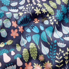 Sweatshirt geruwd Bosplanten Digitaal printen – marineblauw | Stofrestant 80cm, 