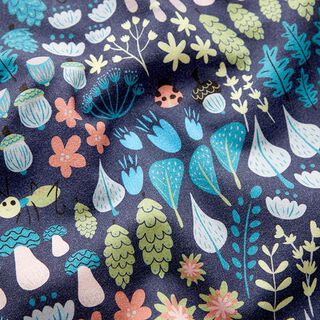 Sweatshirt geruwd Bosplanten Digitaal printen – marineblauw, 