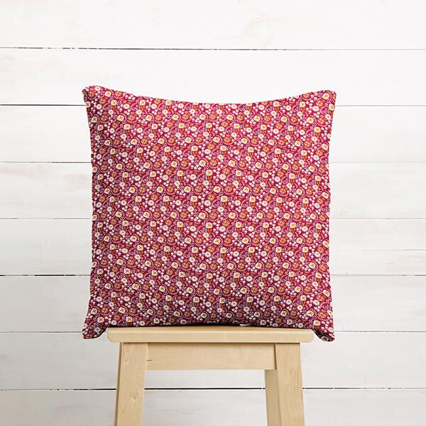 Katoenen stof Cretonne Kleine bloesems – framboos/roos, image number 5