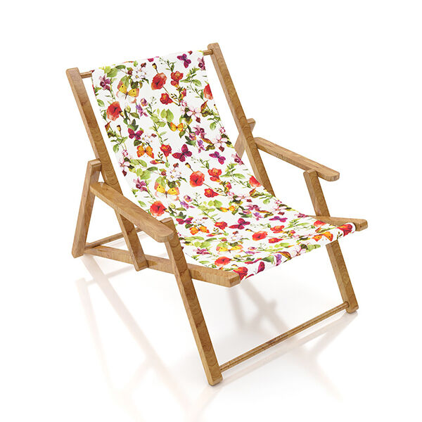 Outdoorstof Canvas Bloesems en vlinders – wit/lila,  image number 8