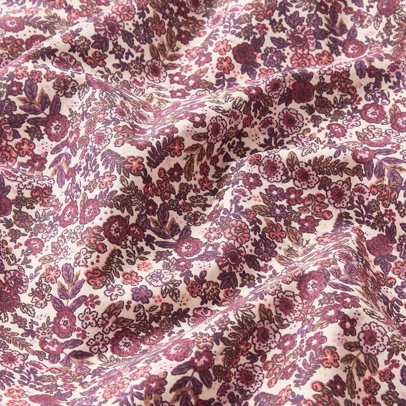 Katoenen stof Cretonne Strooibloemen – creme/druif, image number 2