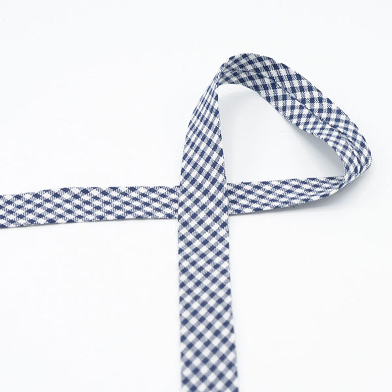 Biasband Vichy ruit [20 mm] – marineblauw,  image number 2